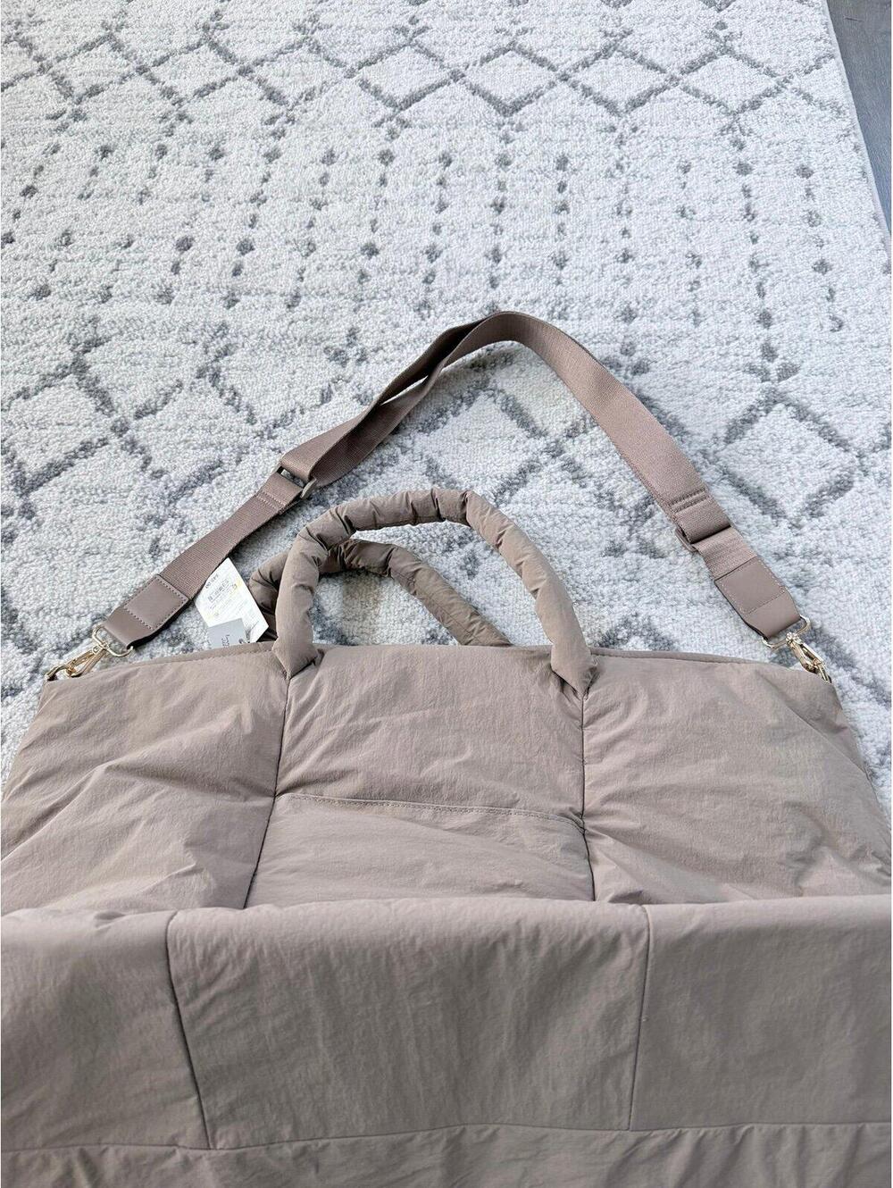 NWT a new day Taupe Nylon Weekender Duffel Bag Oversized Travel Tote Carry On